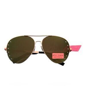 Betsey Johnson Aviator Sunglasses | Gold Tone | Stud Detail | NWT